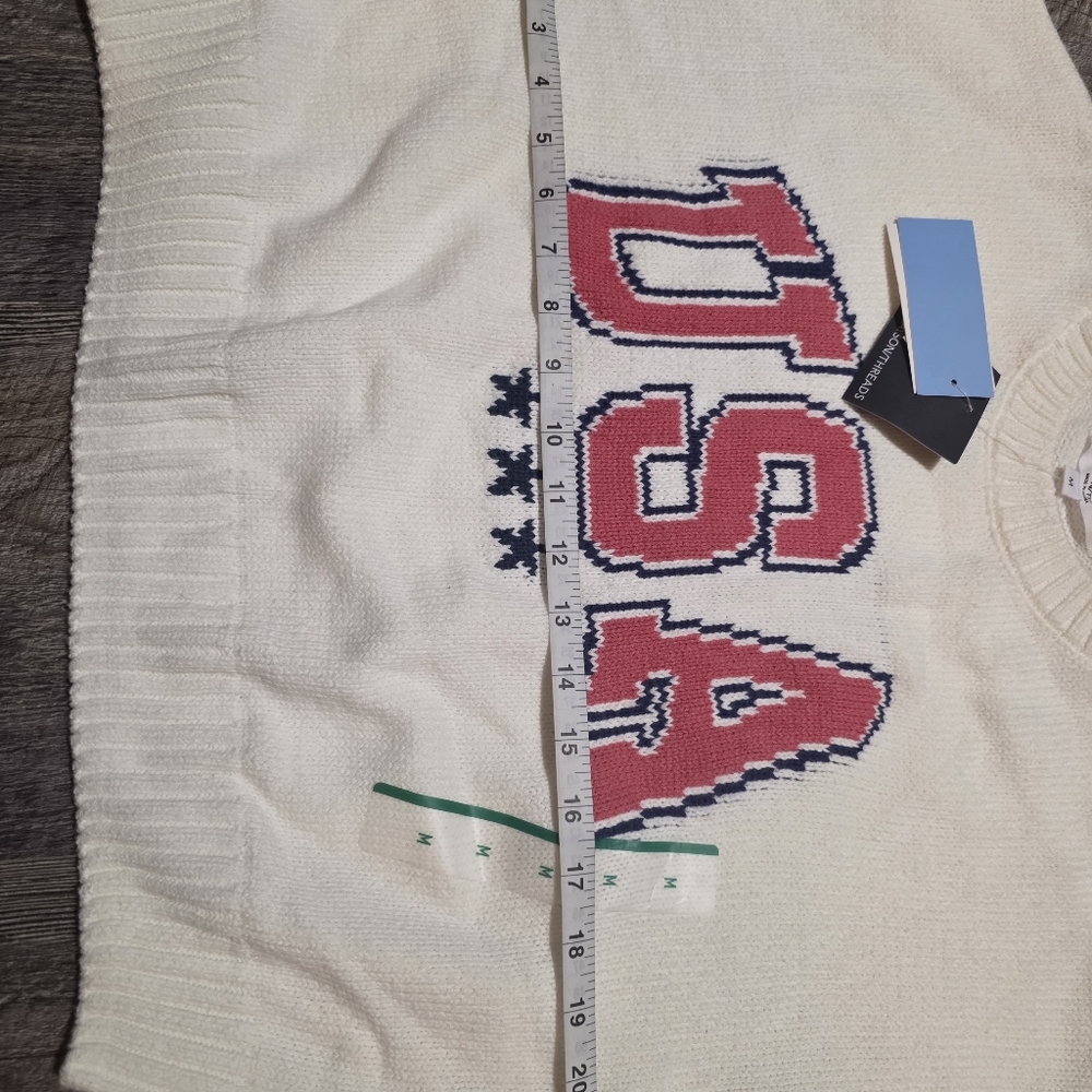 Grayson Threads USA Knit Sweater Womens NWT Patriotic White Red Blue Pullover - Picture 7 of 11
